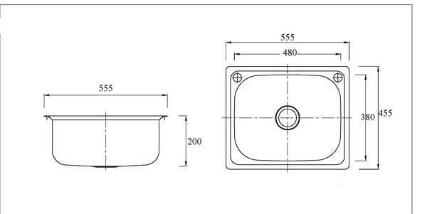 DIL390 Rectangular Top Mount Laundry Tub