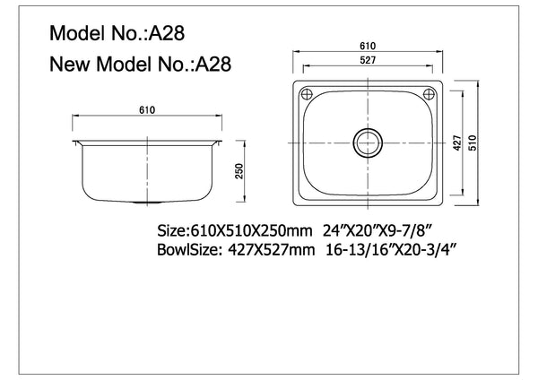 DIL390 Rectangular Top Mount Laundry Tub