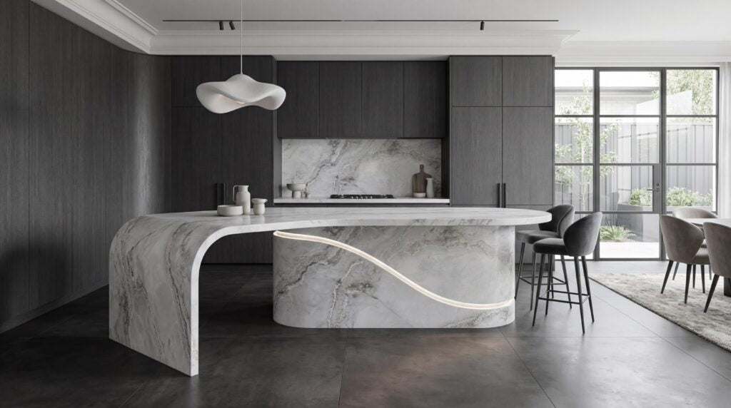 TY6001L Austral Dream - Luxury Range Pearl misty white n grey tones Xero Silica Engineered Stone