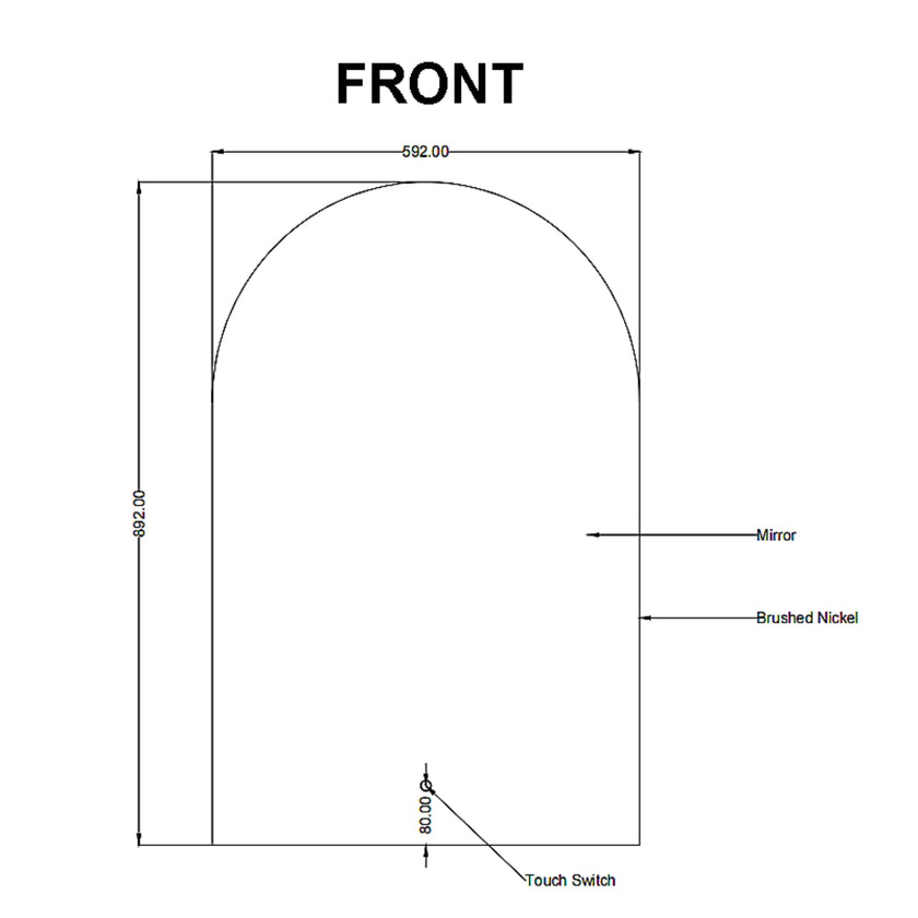 MS-AR6090B-GU Brushed Gunmetal Grey Arched Wall Mounted Mirror