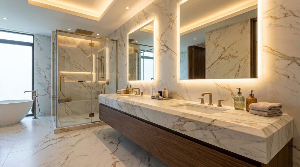 TY3003L ZERO SILICA White with Gold Veining Rectangular Engineered Stone