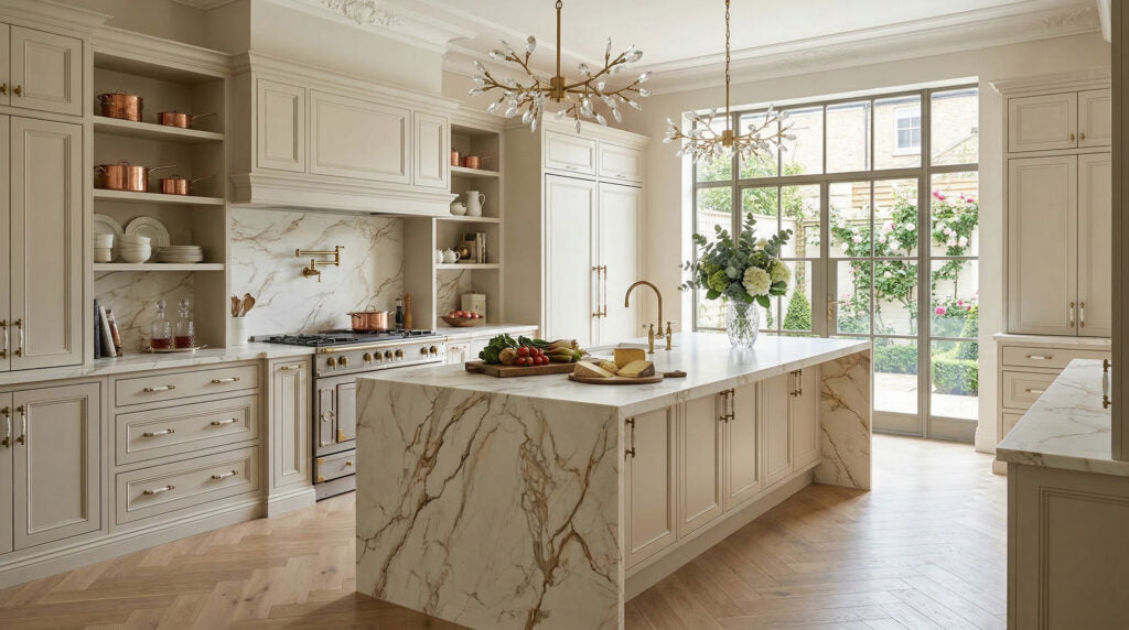 TY3003L ZERO SILICA White with Gold Veining Rectangular Engineered Stone