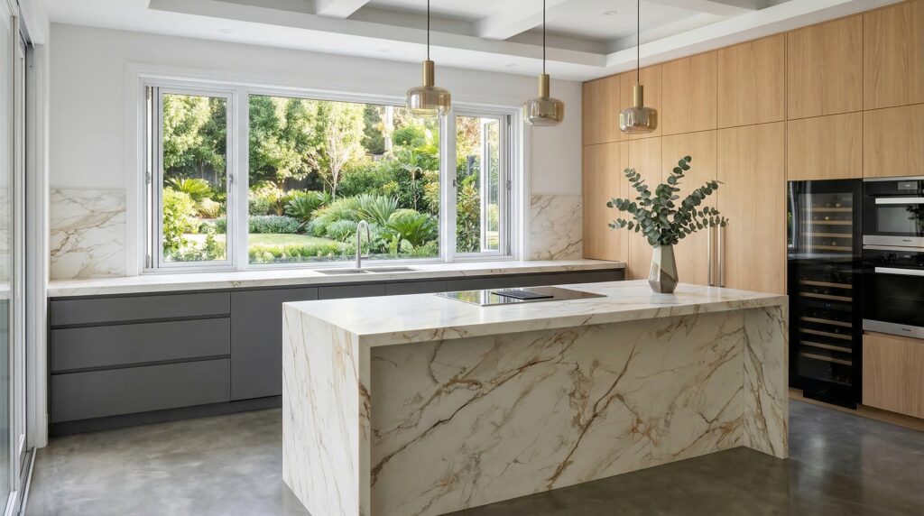 TY3003L ZERO SILICA White with Gold Veining Rectangular Engineered Stone