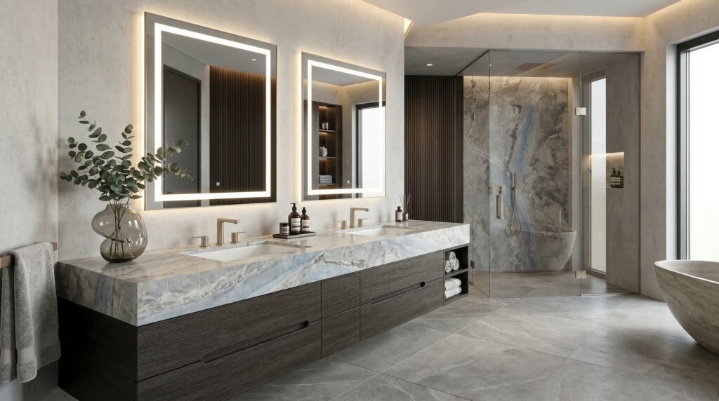 TY6004L ZERO SILICA White with blue/grey veins Rectangular Engineered Stone