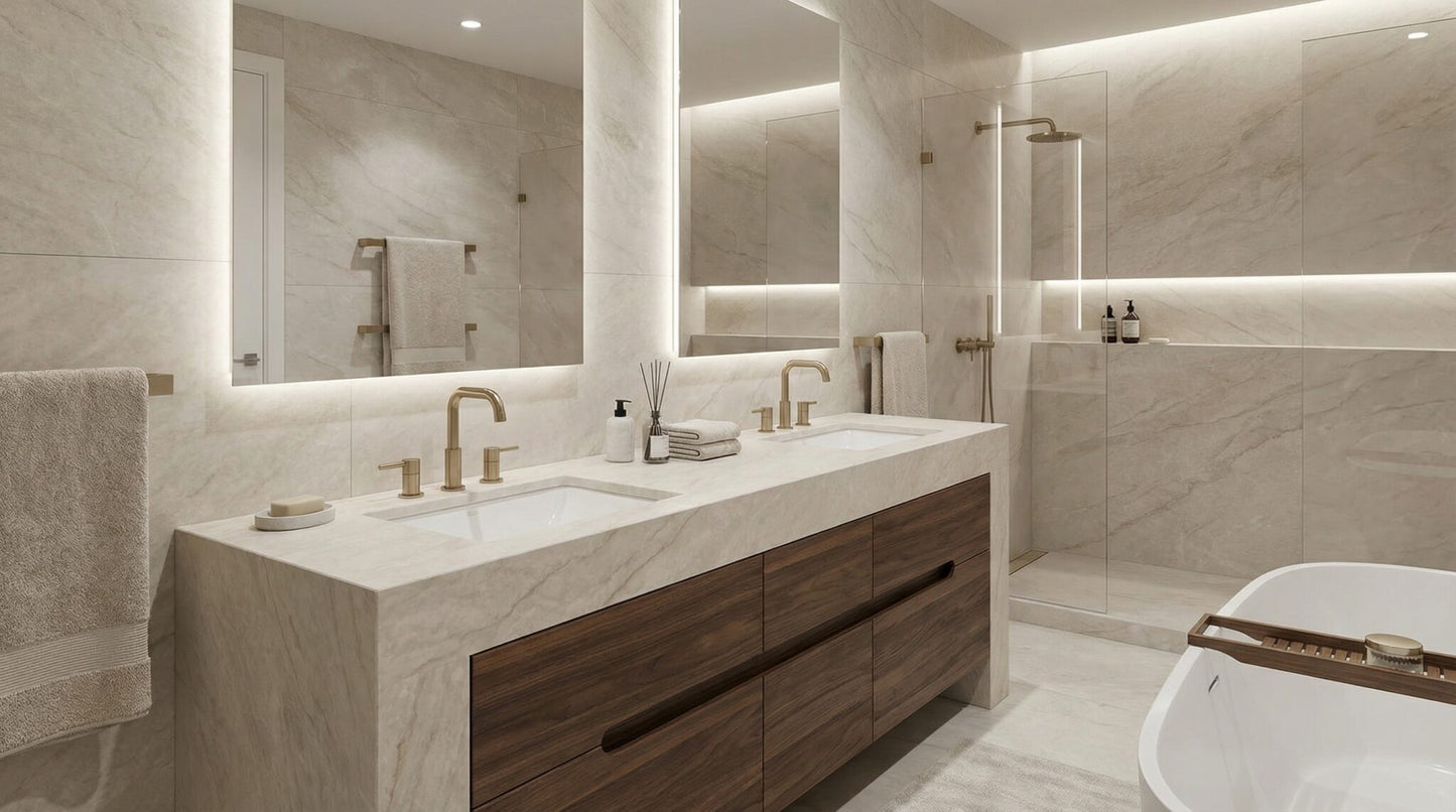 GM31 ZERO SILICA Ivory with blush and beige veining Rectangular Engineered Stone