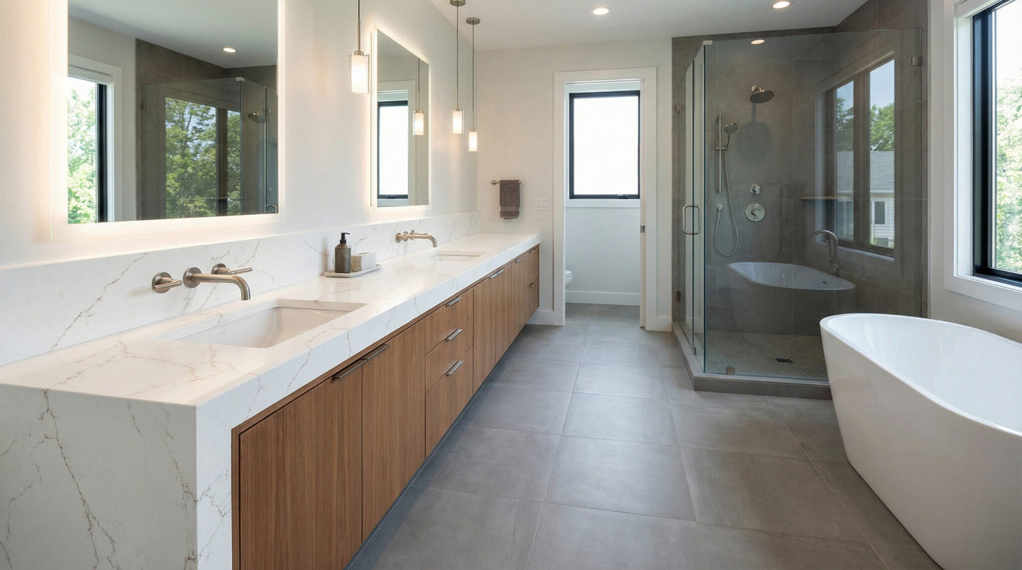 GH30 ZERO SILICA White with soft gray and refined gold veining Rectangular Engineered Stone