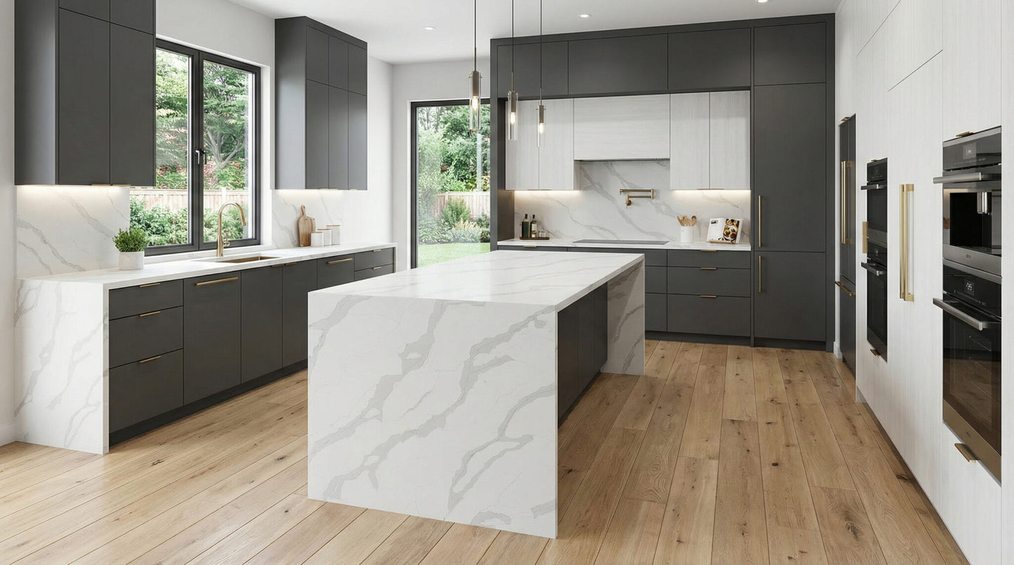 6090 ZERO SILICA White with gray veining Rectangular Engineered Stone
