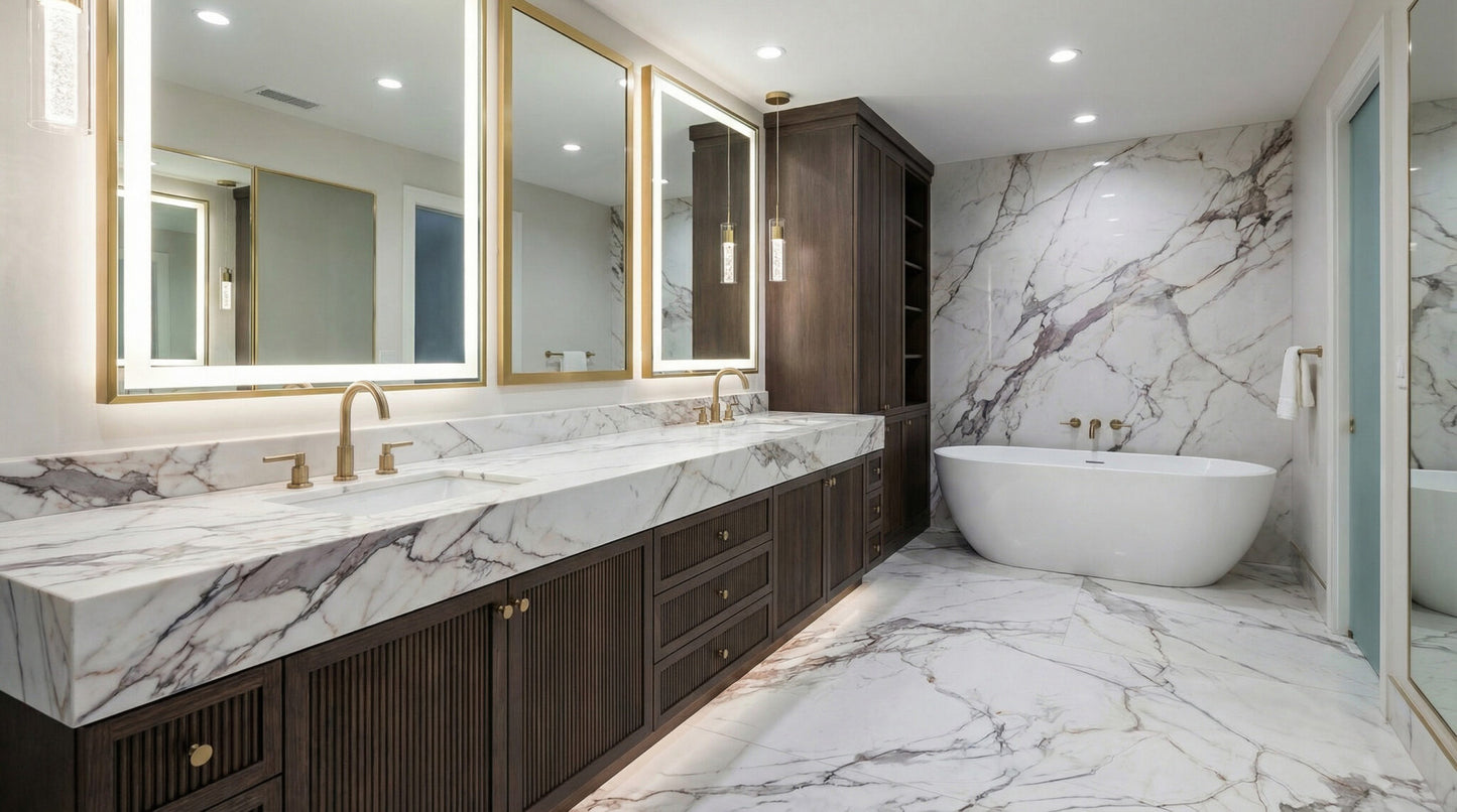 KY015 ZERO SILICA White with Grey Veining Rectangular Engineered Stone