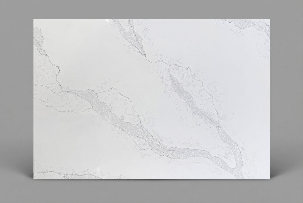 BS01 ZERO SILICA Luminous white with soft grey veining Rectangular Engineered Stone