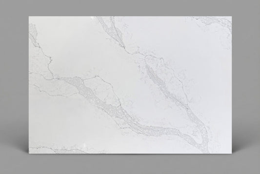 BS01 ZERO SILICA Luminous white with soft grey veining Rectangular Engineered Stone