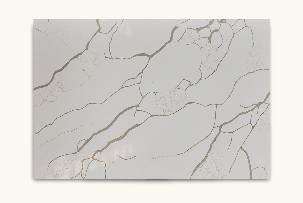1003 ZERO SILICA White with grey and gold veins Rectangular Engineered Stone