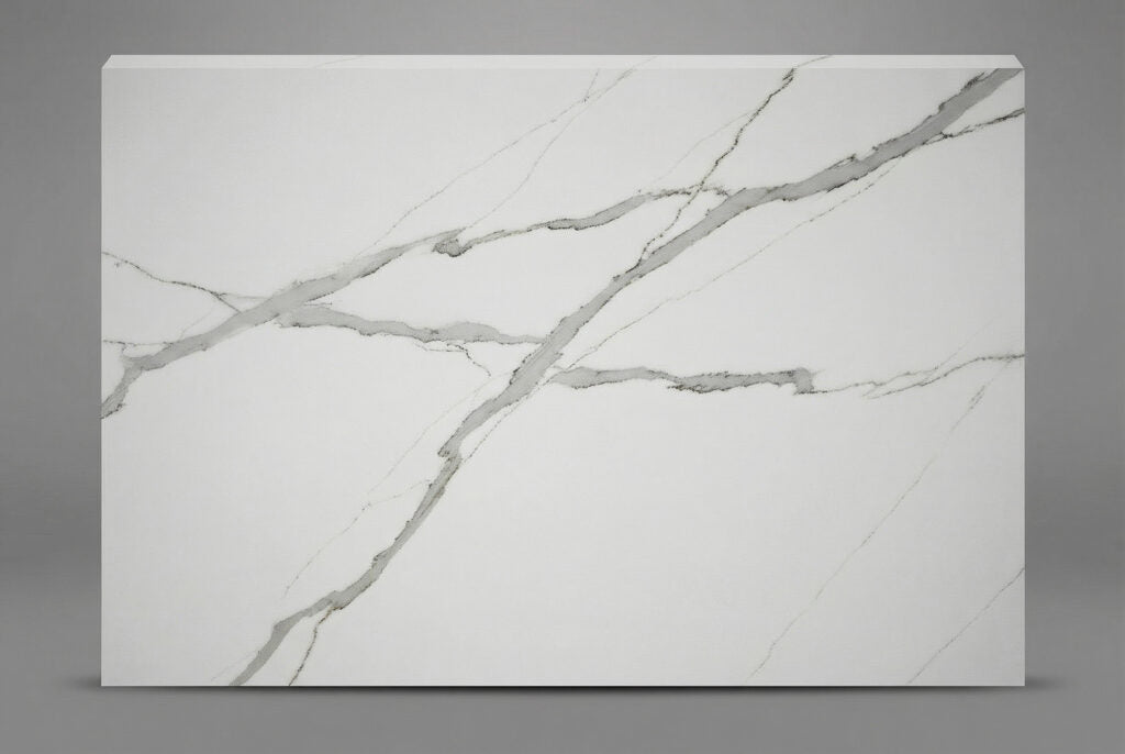 7702 ZERO SILICA White with Grey veining Rectangular Engineered Stone