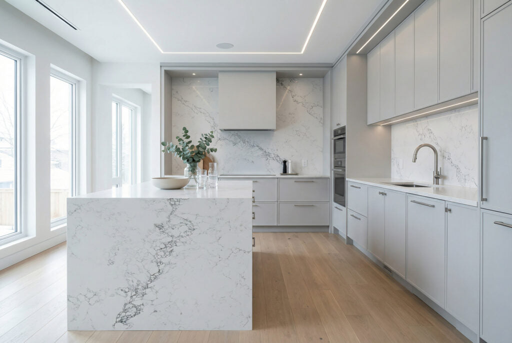 6099 ZERO SILICA White with grey veining Rectangular Engineered Stone