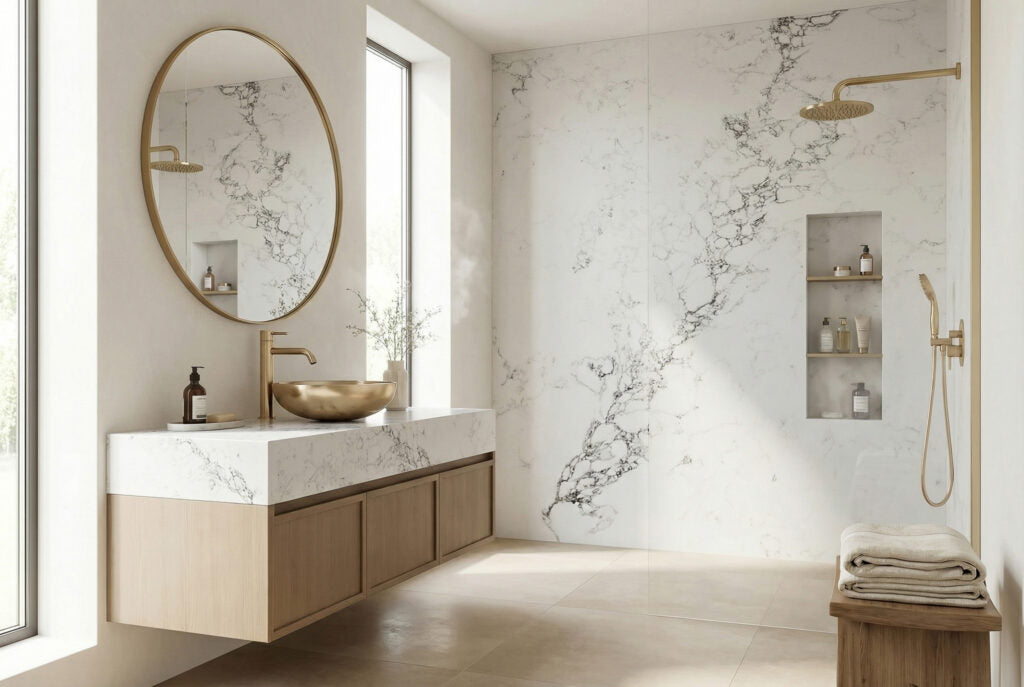 6099 ZERO SILICA White with grey veining Rectangular Engineered Stone