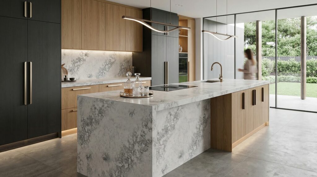 A3135 ZERO SILICA Blue, Gray, White Rectangular Engineered Stone