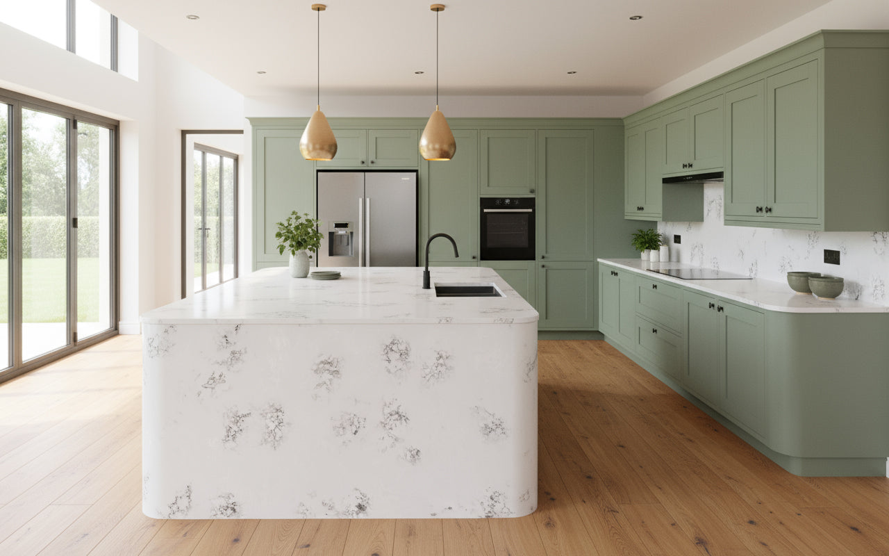 9018 ZERO SILICA White Rectangular Engineered Stone Slab