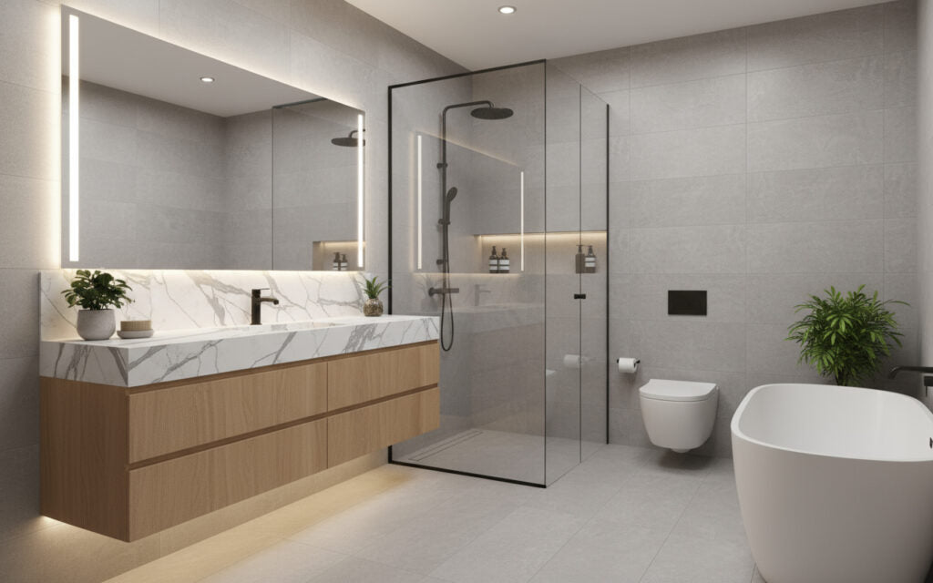 Q9007 ZERO SILICA White with Brown Veins Rectangular Engineered Stone