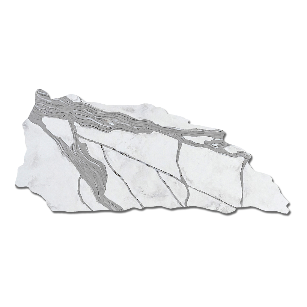 Q9007 ZERO SILICA White with Brown Veins Rectangular Engineered Stone
