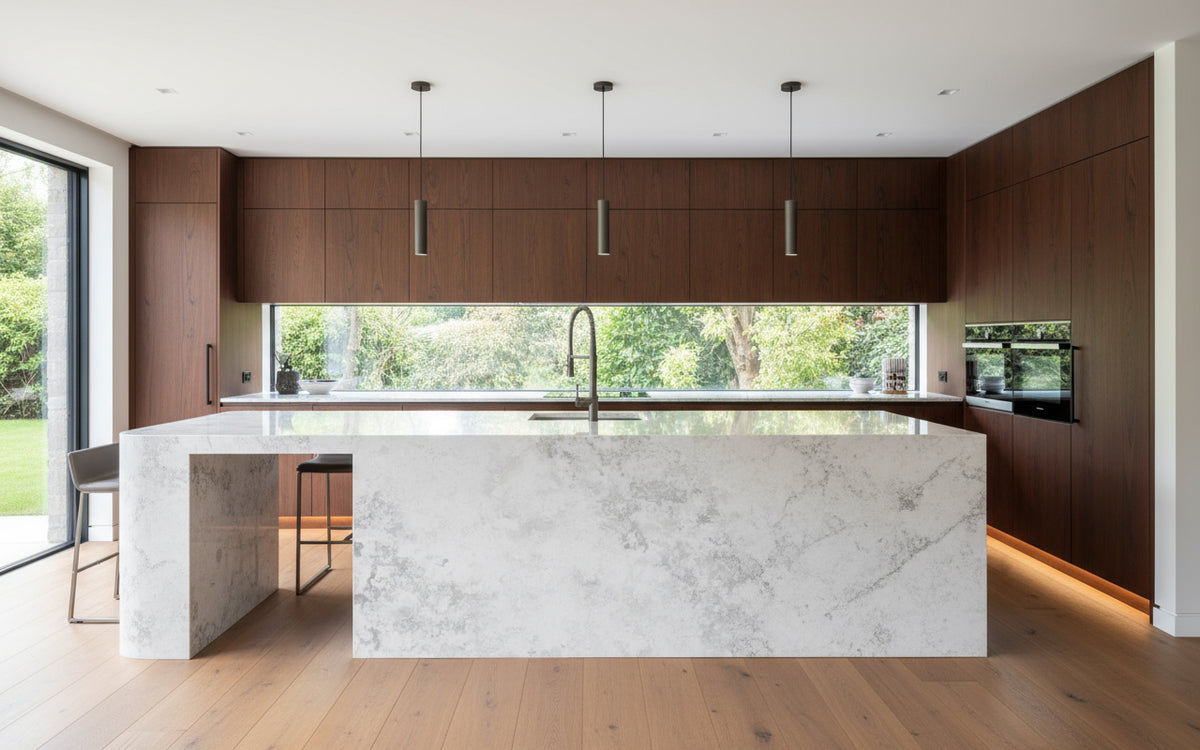 FT001 Luxe Plus The Babylon Sky  soft blend of subtle gray veining Zero Silica Stone 3200 X 1600 X 20mm