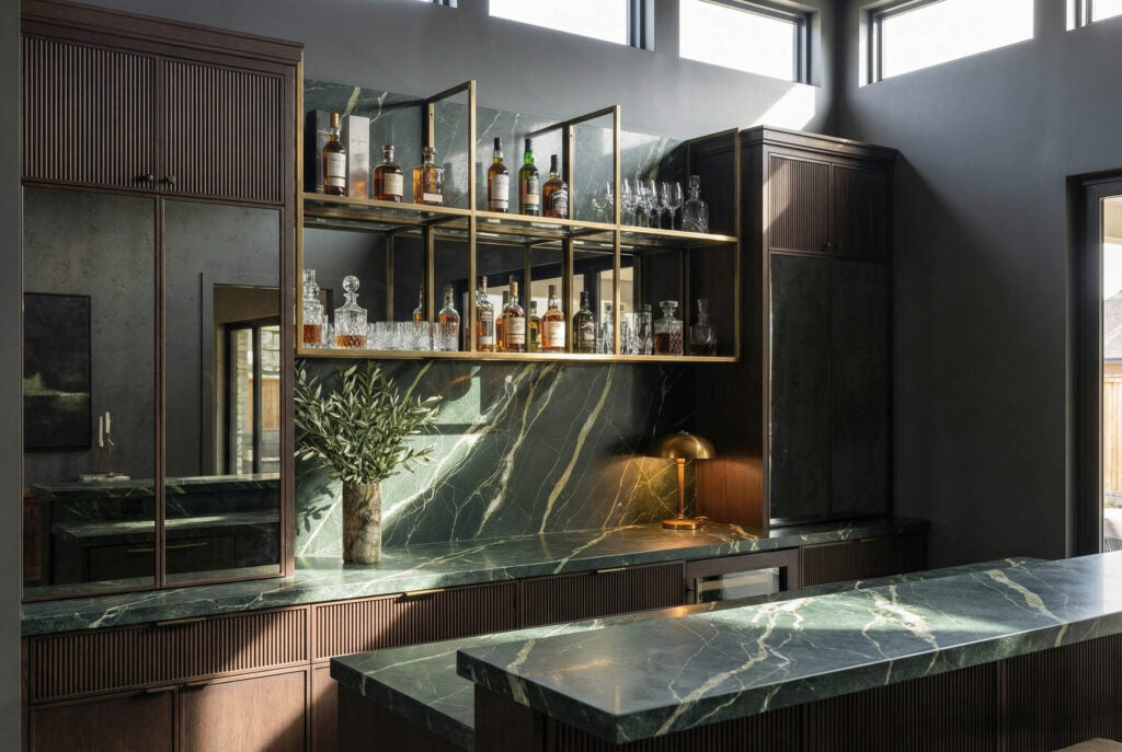 AVAG Natural Stone Green with gold and ivory veining Rectangular Natural Stone