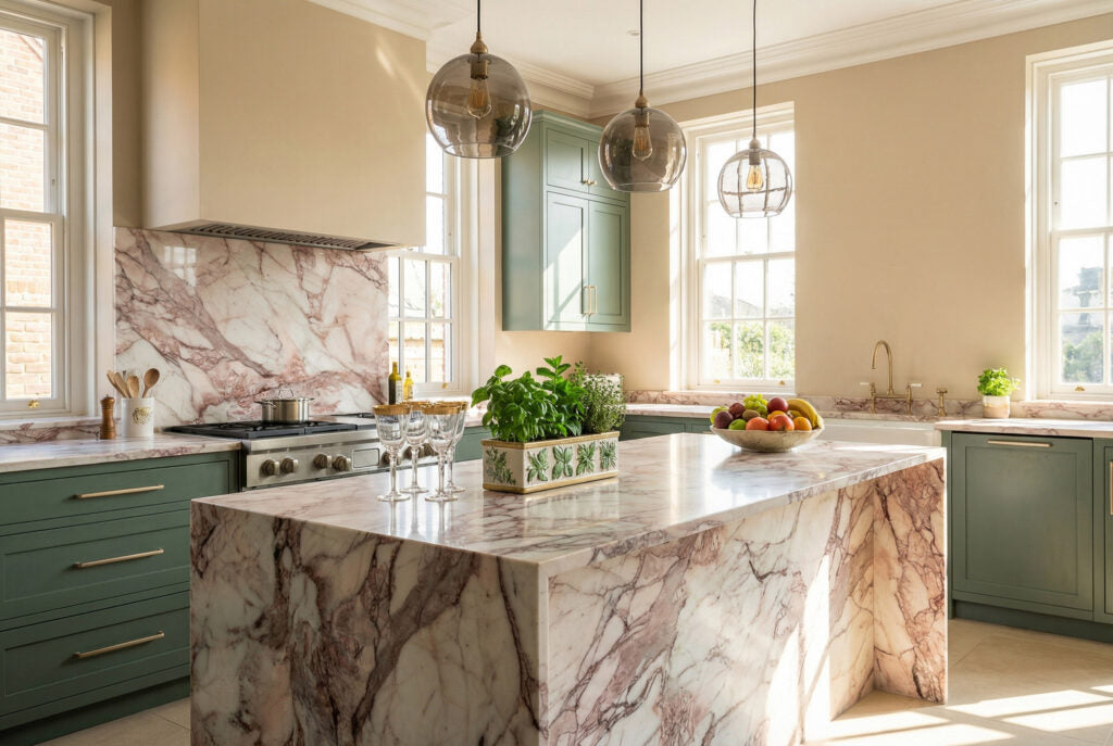Fancy Macaubus Natural Stone Light beige, creamy, soft ivory base with deep wine, burgundy, and earthy-toned veins Rectangular Natural Stone