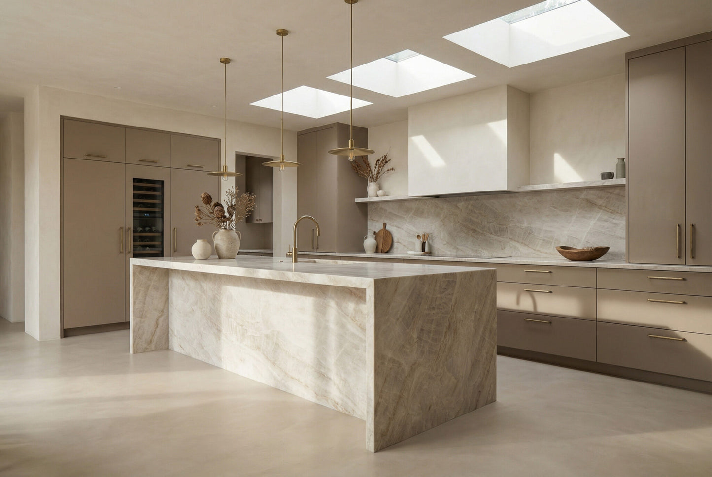 Taj Mahal Natural Stone Creamy White with Brown Taupe Veining Rectangular Natural Stone