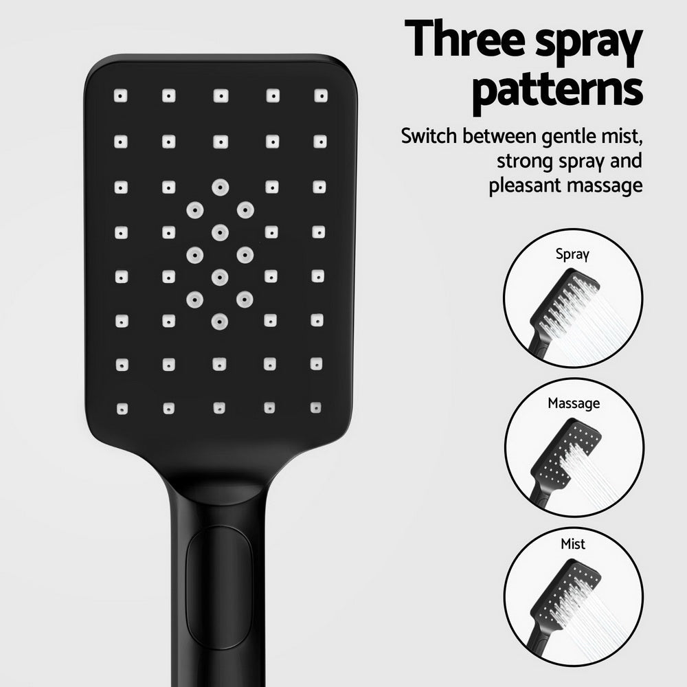 SHOWER-B2-SQ-10-BK Matte Black Black Square Wall Mount Shower Head Set