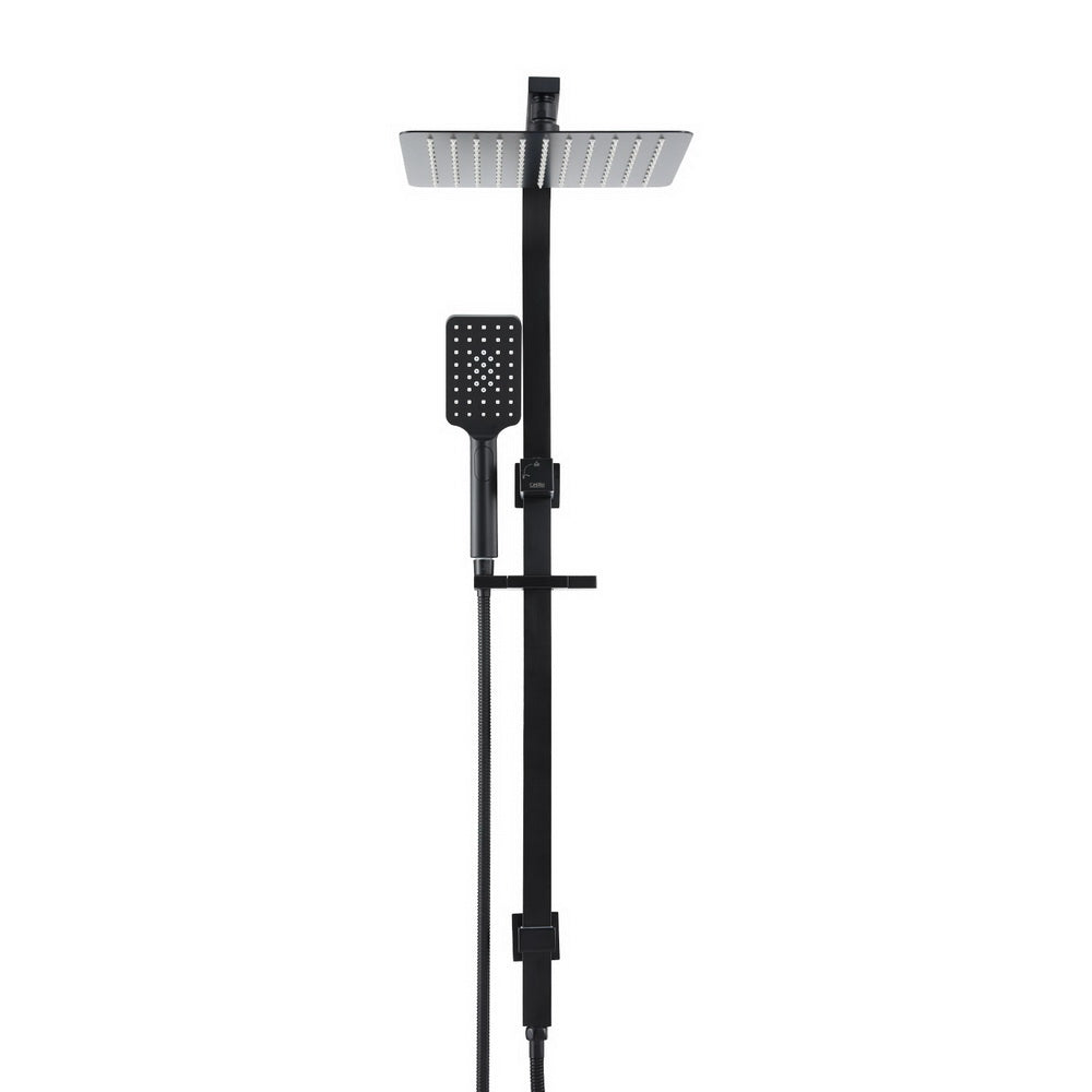 SHOWER-B2-SQ-10-BK Matte Black Black Square Wall Mount Shower Head Set