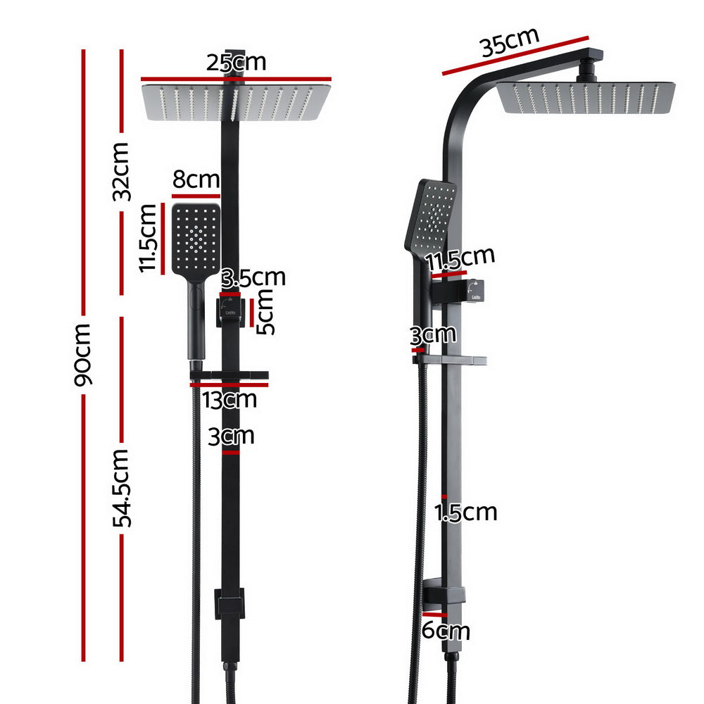 SHOWER-B2-SQ-10-BK Matte Black Black Square Wall Mount Shower Head Set