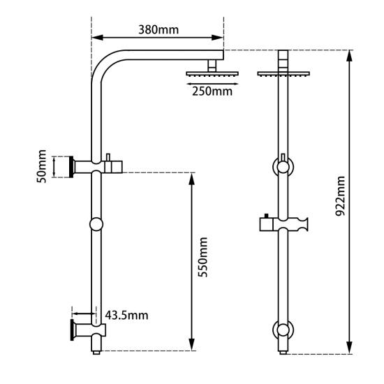 BUCP2128-A.SH-10 Brushed Copper round 2 in 1 Shower Station / Column