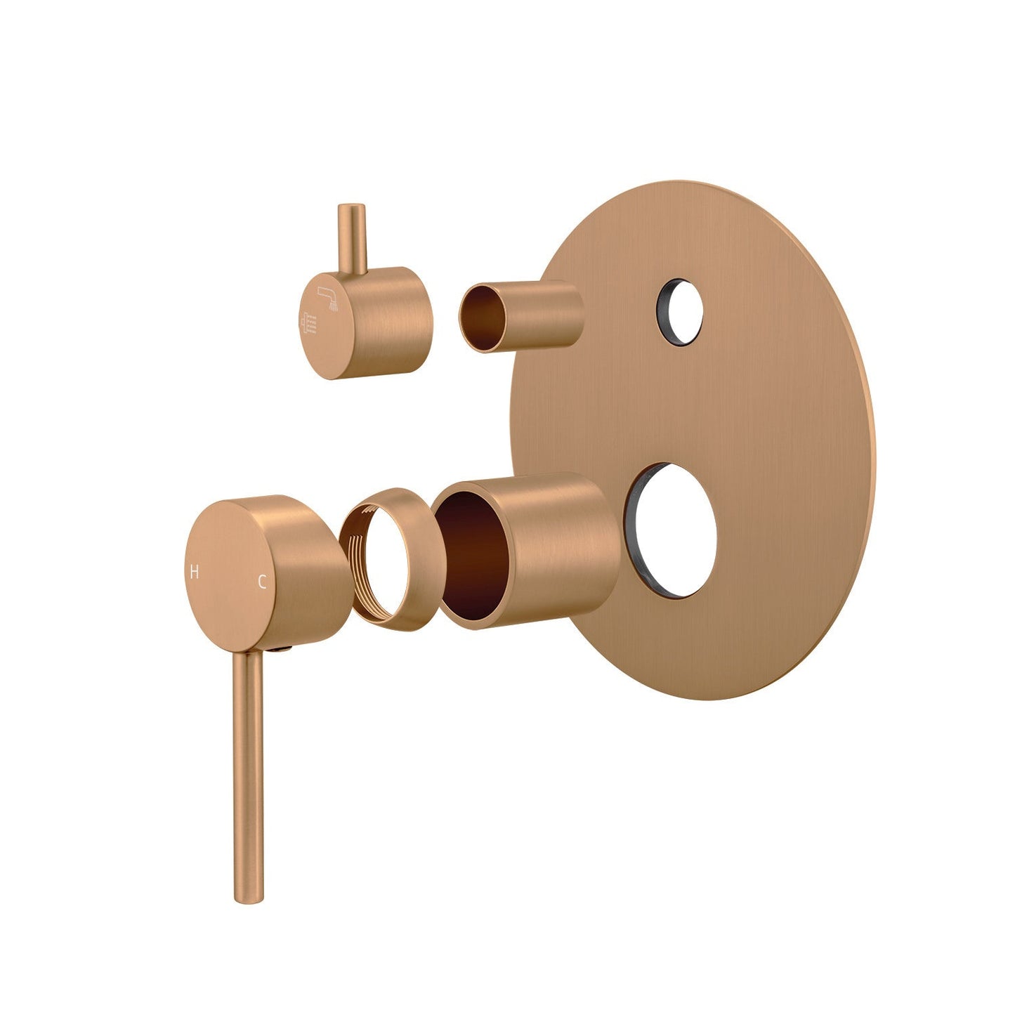 BUCP0125-2.ST-NB LUCID PIN Series Brushed Copper Diverter Mixer Trim Kit (match CLPD Sold separately)