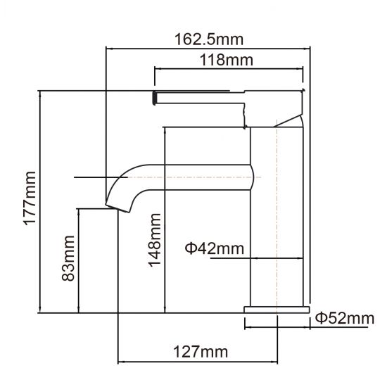 BUCP0150.BM LUCID PIN Brushed Copper short Basin Mixer