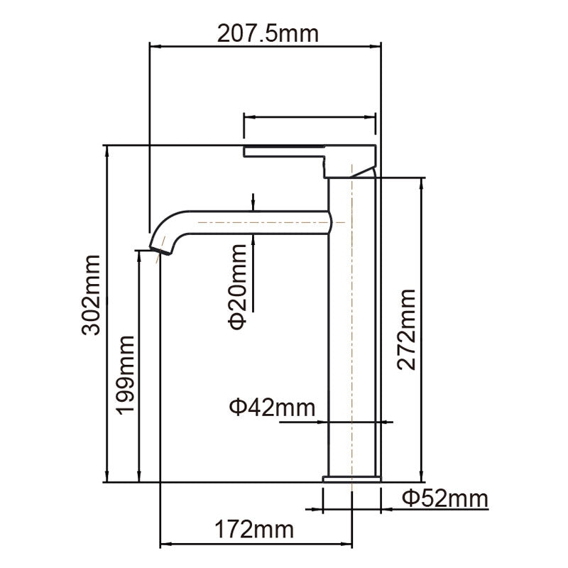 BUCP0151.BM PIN Series Brushed Copper Round Tall Basin Mixer