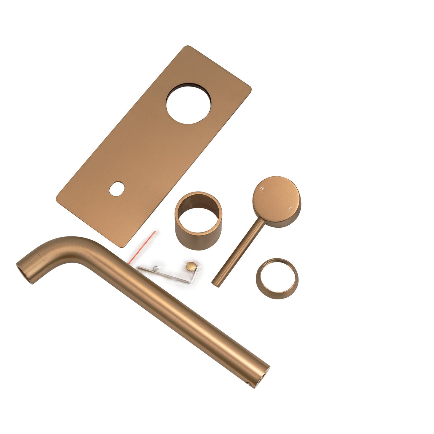 BUCP0144-2.BM-NB PIN Series Brushed Copper Wall Mixer with Spout Combination Trim Kit (match CLPS Sold Separately)