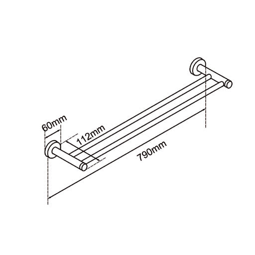 BUCP6602.TR PIN Brushed Copper Double Towel Rail 790mm