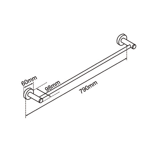 BUCP6601.TR LUCID PIN Brushed Copper Single Towel Rail 800mm long