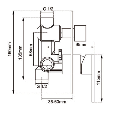 LBG0125-2.ST-NB PIN Series Light Brushed Gold Wall Mount Diverter Mixer Trim Kit (Match CLPD Sold Separately)