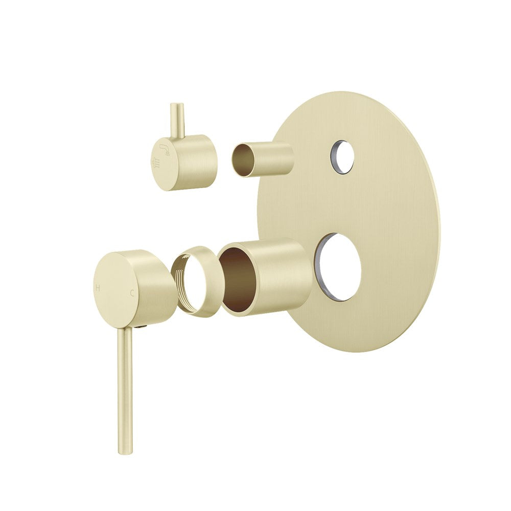 LBG0125-2.ST-NB PIN Series Light Brushed Gold Wall Mount Diverter Mixer Trim Kit (Match CLPD Sold Separately)