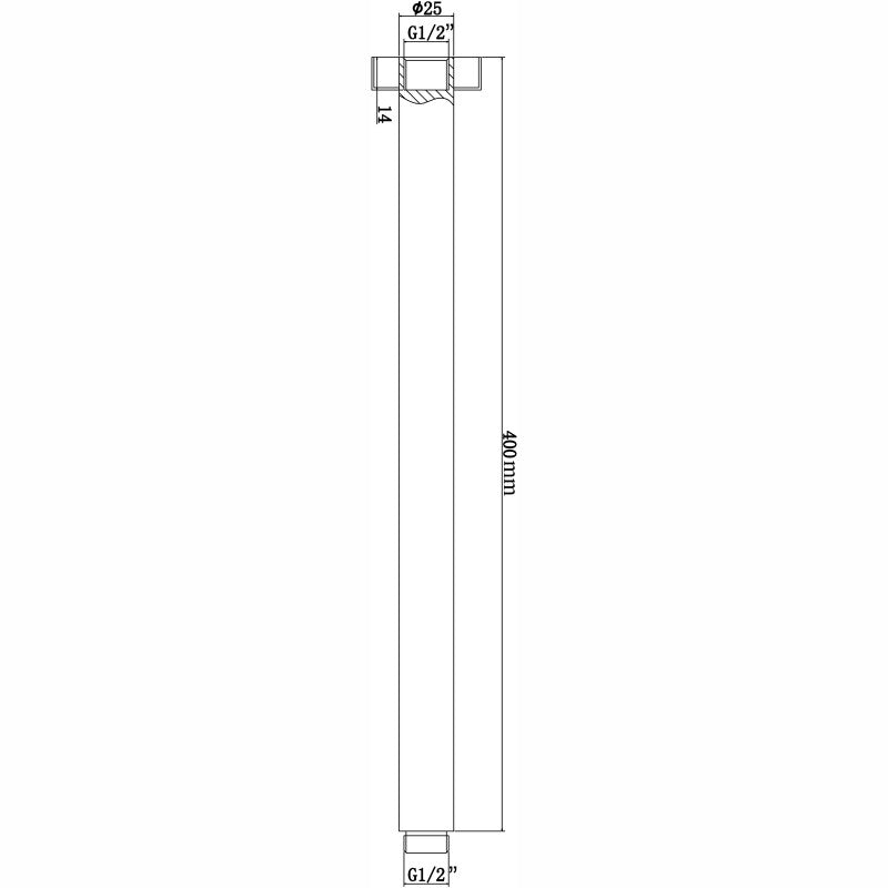 LBG0120.SA Light Brushed Gold Ceiling Shower Arm 400mm Long