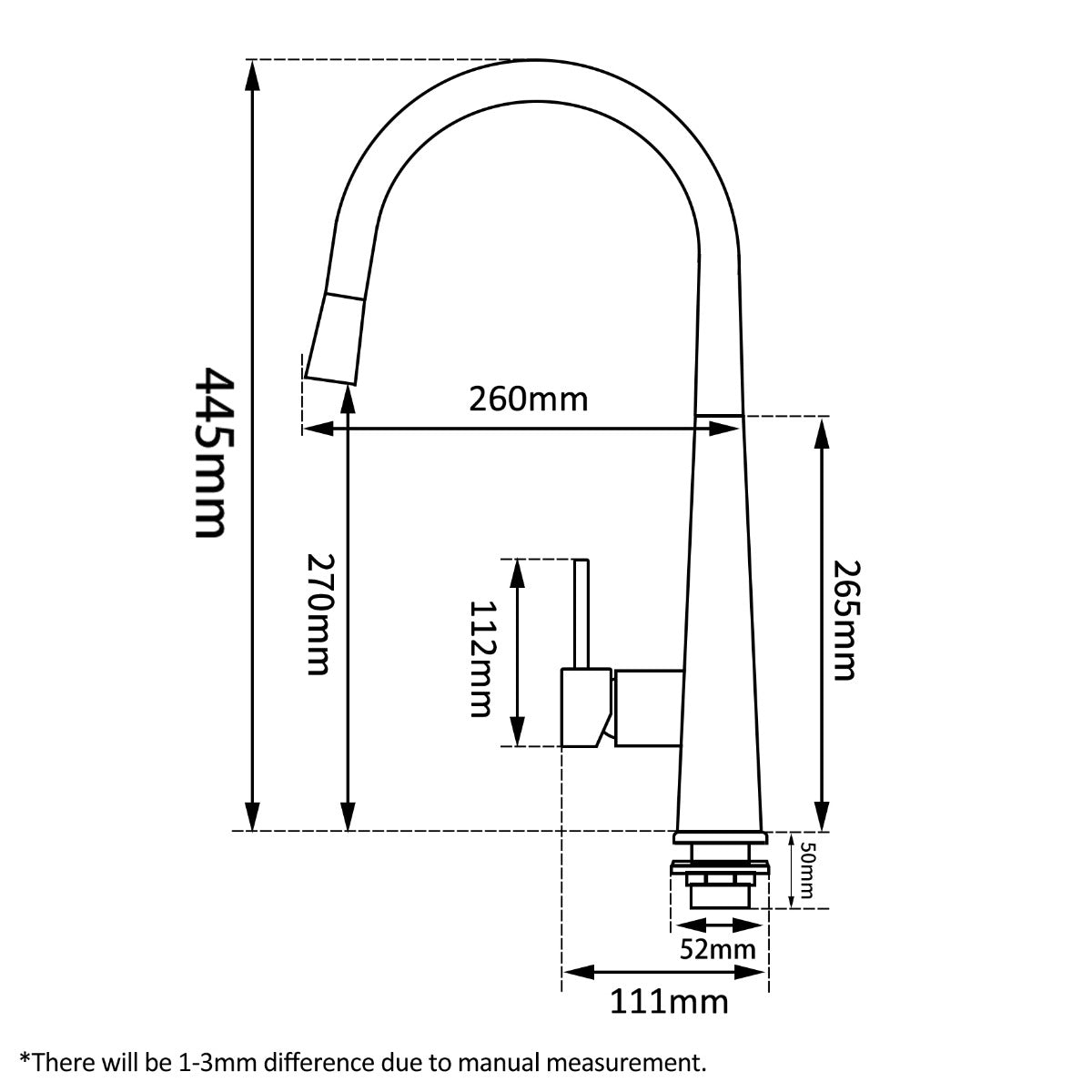 LBG1021.KM Light Gold Brushed Round Pullout Kitchen Mixer