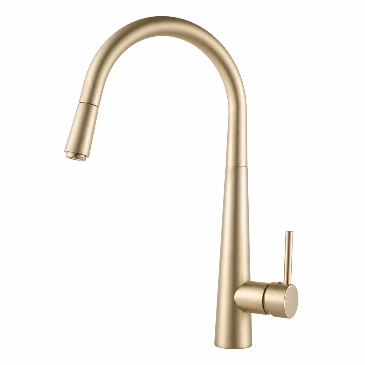 LBG1021.KM Light Gold Brushed Round Pullout Kitchen Mixer