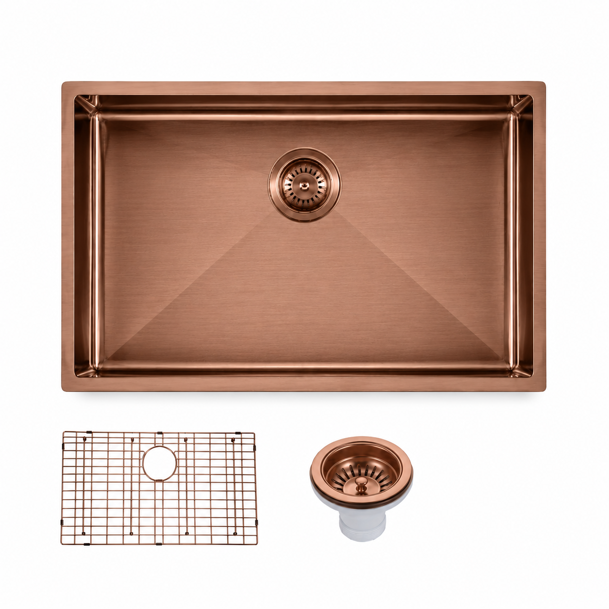 TWM3RG PVD Rose Gold Rectangular Single Bowl Top-Mount / Under-Mount Kitchen Sink (762*457*254mm)