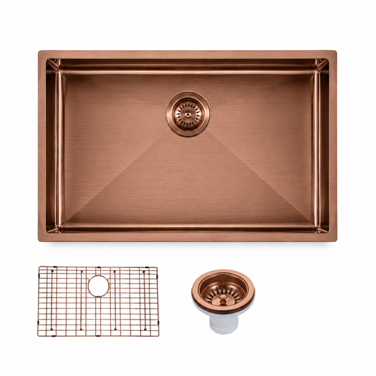 TWM3RG PVD Rose Gold Rectangular Single Bowl Top-Mount / Under-Mount Kitchen Sink (762*457*254mm)