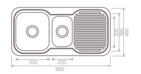 FG100P One and a half bowl kitchen sink with drainer, 980x480x170mm Drop-in Mount Kitchen Sink
