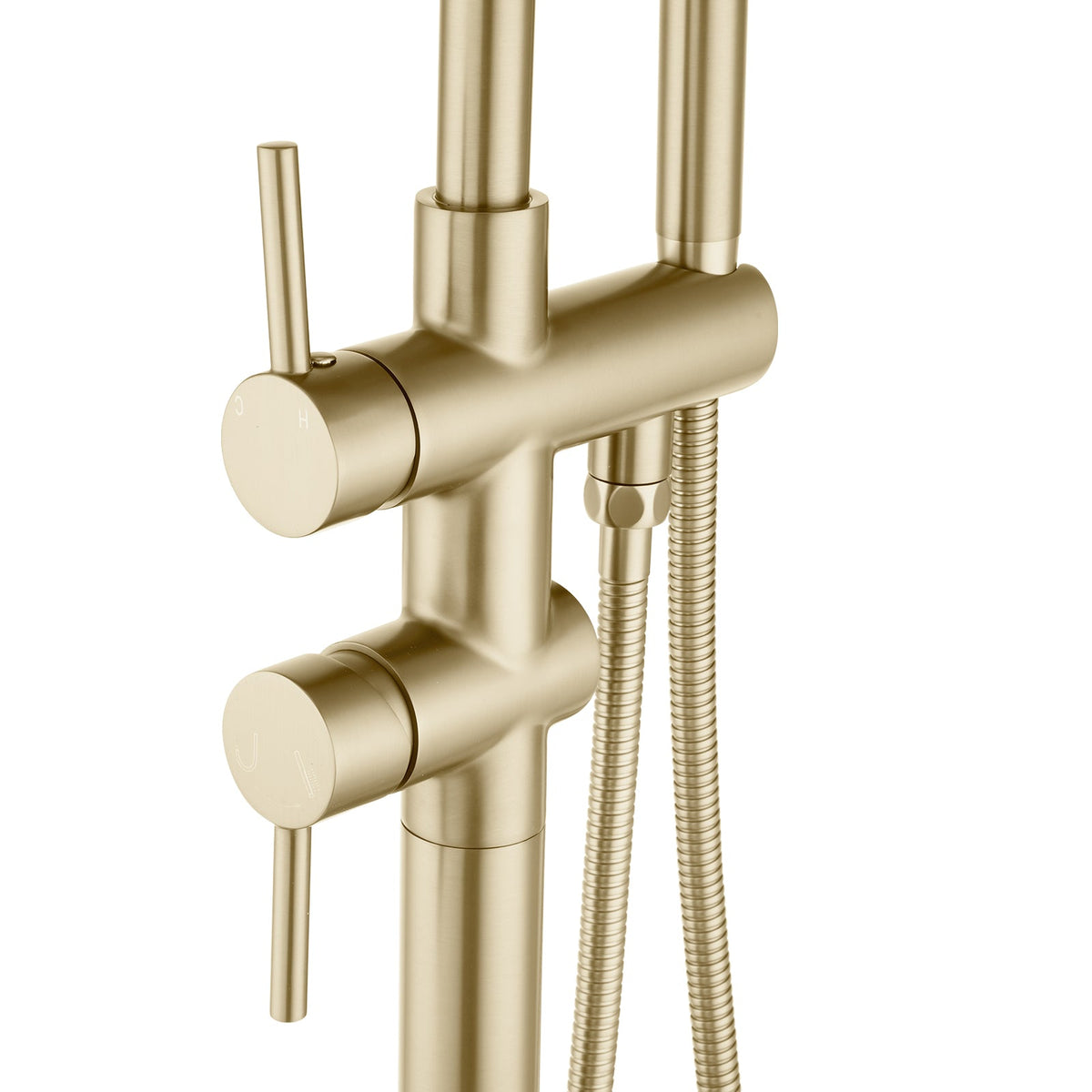 LBG0116.BS Brushed Light Gold Freestanding Bathtub Spout mixer and Handheld Shower