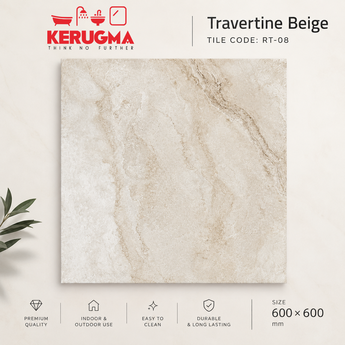 RT66-08 Travertine Beige Porcelain 600*600 Matt finish tile
