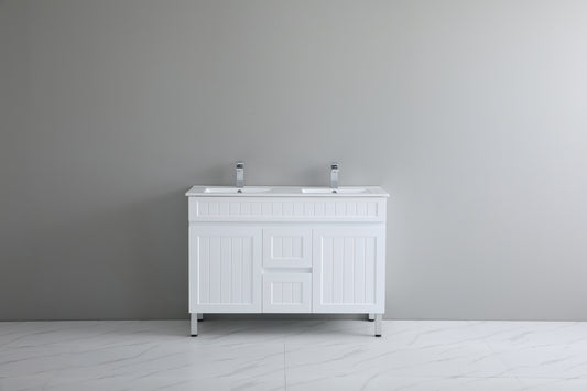 AC124DL-MW Acacia Matte White Rectangular Free Standing Vanity