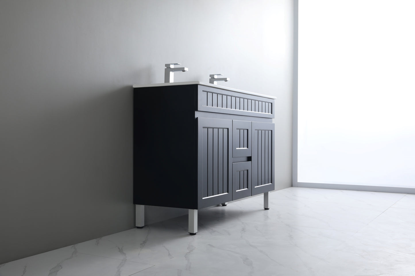 AC124DL-MW Acacia Matte White Rectangular Free Standing Vanity
