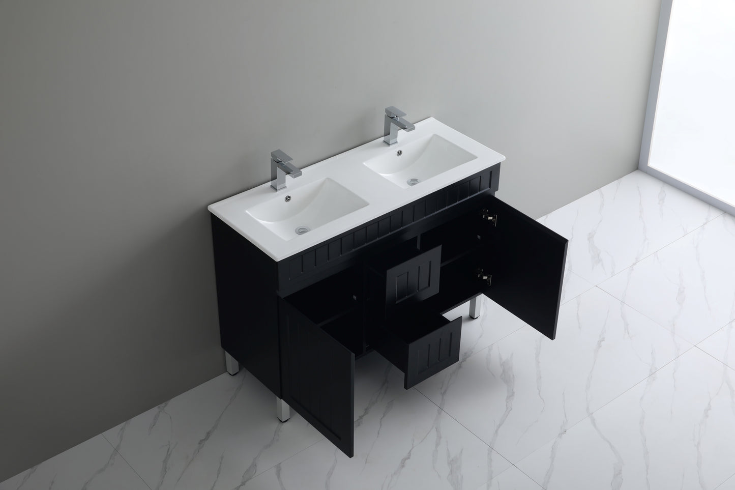 AC124DL-MW Acacia Matte White Rectangular Free Standing Vanity