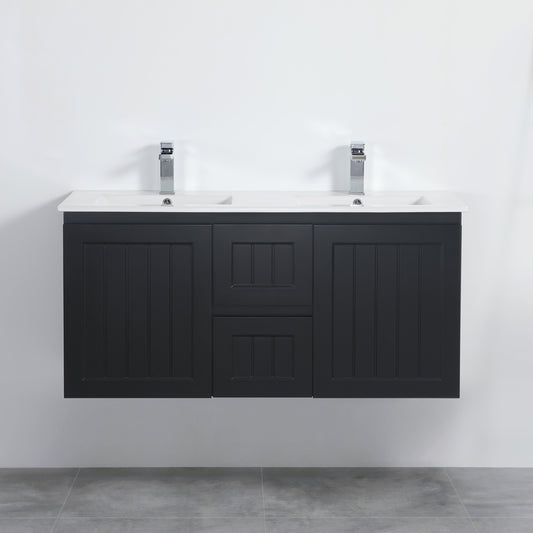 AC124DW-MW Acacia Matte White Rectangular Wall Mounted Vanity